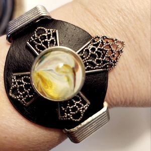 Artisan  Snap Cross Pour Painted Wide Band Bracelet